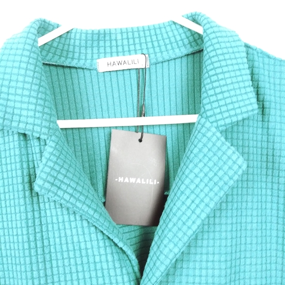 HAWALILI Top Shirt Women's Size L Blue Emerald Material Corduroy Casual - Picture 3 of 6